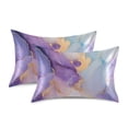 thumbnail image 4 of Satin Pillow Case Lilac Blue Marble Standard Silk Pillow Cover for Hair and Skin Envelope Closure 20"x26", 4 of 9