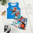 thumbnail image 2 of TOWED22 Infant Toddler Boy Casual Outfits 2pcs Sleeveless Tank Shirt + Print Drawstring Shorts Summer Clothes Set(Blue,6-9 M), 2 of 9
