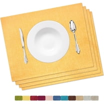 Placemat Set-Washable Place Mats for Parties, Elegant Table Mats for Kitchen Table, Set of 4 Dining Table Placemats, Heat-Resistant Cloth Placemats for Indoor and Outdoor,13x19-Yellow