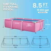 INTEX Rectangular Frame 8ft 6in x 26in Above Ground Swimming Pool with Flow Control Valve