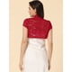 thumbnail image 4 of Cárdigan de encaje para mujer, cuello alto, corto, elegante, encogimiento de hombros Rojo XS, 4 of 6