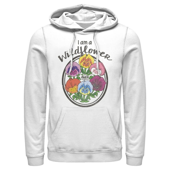 Men's Alice in Wonderland I Am a Wildflower Pull Over Hoodie White X Large