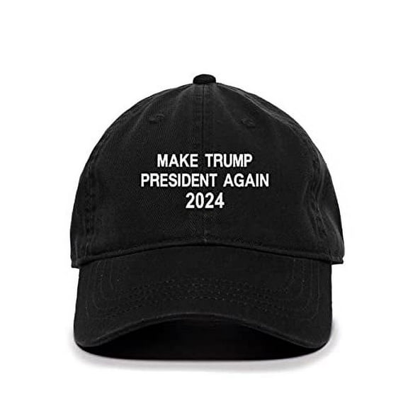 Make Trump President Again 2024 Baseball Cap Embroidered Cotton Adjustable Dad Hat Black
