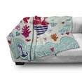 thumbnail image 3 of Ocean Soft Flannel Fleece Throw Blanket, Maritime Theme a Sailing Ship Anchor Seahorse and Sea Star Illustration Art, Cozy Plush for Indoor and Outdoor Use, 50" x 70", Red and Turquoise, by Ambesonne, 3 of 6