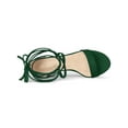 thumbnail image 4 of BLISSFUL STEP Women's Open Toe Lace up Sandals Mid Block Heels Sandals Black (Size 5) Green 10, 4 of 7