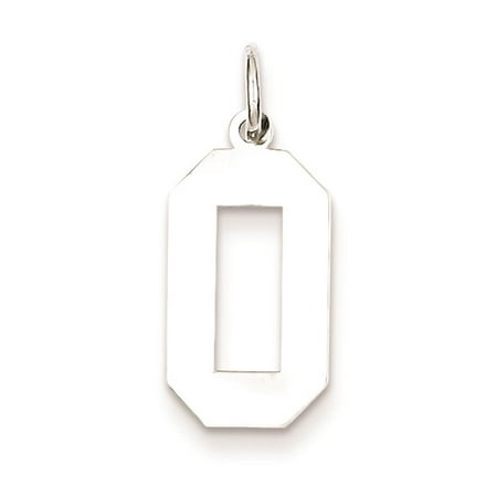 Medium Polished Number 0 Charm Pendant 925 Sterling Silver