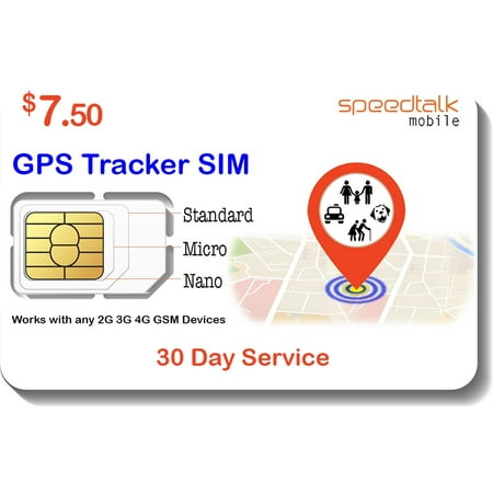 $7.50 GSM SIM Card for GPS Trackers - Pet Kid Senior Vehicle Tracking Devices - 30 Day Service - USA Canada & Mexico (Best Car Tracking Device Canada)