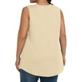 thumbnail image 4 of UYISJ Plus Size Tank Tops for Women Sleeveless Crew Neck Pleated T Shirt Summer Casual Loose Tunic Blouses Beige L, 4 of 6
