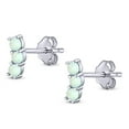 thumbnail image 3 of 7mm Art Deco New Style Stud Earring Created White Opal Solid 925 Sterling Silver, 3 of 5
