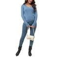 thumbnail image 2 of INSPIRE CHIC Womens Maternity Long Sleeve t Shirt V Neck Stretch Wrap Tops Breastfeeding Ruched Nursing Tees S Blue, 2 of 5