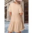 thumbnail image 4 of Womens Dresses 2025 Summer Spring V Neck Short Sleeve Casual A Line Flowy Swing Shift Dress Mini Dress Apricot XXL, 4 of 5