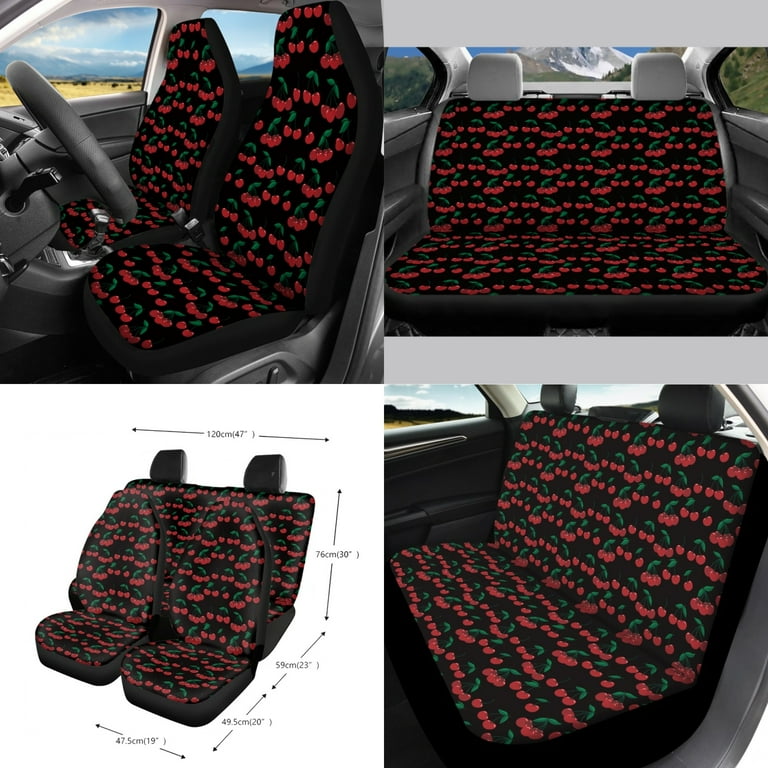 Yuyamidu Colorful Dog Paw Car Seat Cover Set Of 15 Cute Auto Steering Wheel Cover Seat Belt Strap Pad Cup Holders Trash Bag Air Vent Organizer Rear Mirror Cover Wristlet Lanyard Keychain