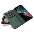 thumbnail image 6 of Allytech Wallet Case for Samsung Galaxy S24 with Zipper Pocket & 9 Card Slots & Wrist Strap, Fashion PU Leather Kickstand Magnetic Closure Shockproof Non-Slip Case for Women Men - Green, 6 of 9