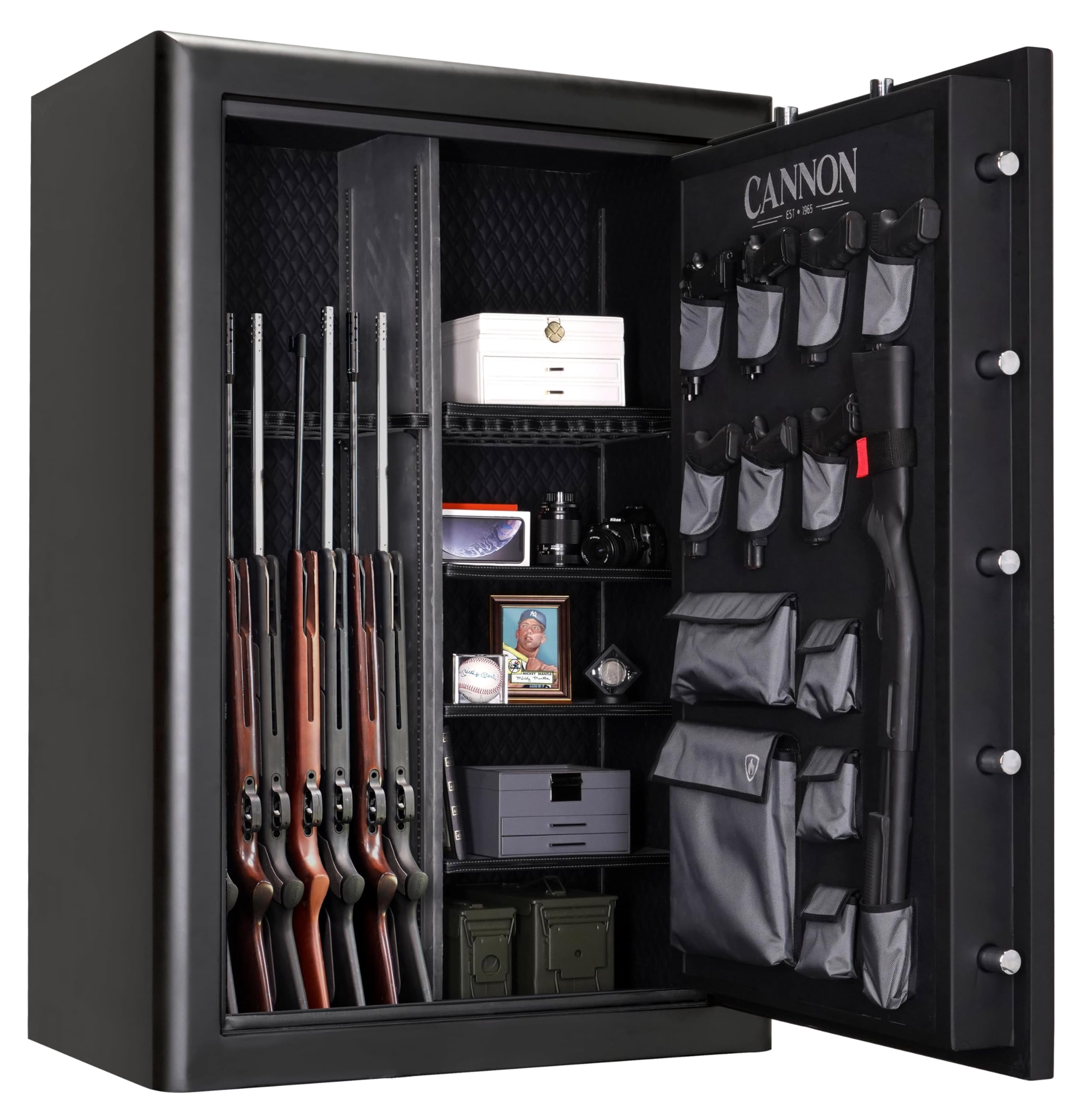 Cannon 48-Gun Fireproof Safe, 90-Minute 1200°F Fire Protection with Biometric Electronic Lock, LED Lighting, Power Outlets & Adjustable Shelves – Large Rifle & Home Security Safe
