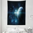 thumbnail image 1 of World Tapestry, Mysterious Outer Space Cosmos Universe Nebula Exploration Fantasy Theme Image, Wall Hanging for Bedroom Living Room Dorm Decor, 60W X 80L Inches, Dark Blue White, by Ambesonne, 1 of 2