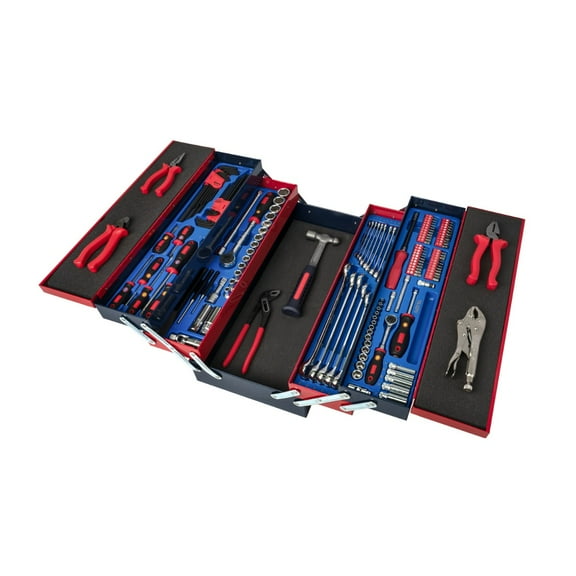 Genius Tools Mechanic Tool Set 142 Piece Metric 1/4 Inch & 1/2 Inch Drive Comprehensive Automotive Repair Kit - MS-142TS