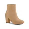 thumbnail image 1 of BLISSFUL STEP Bottines à Talon Bloc Bout Rond Fermeture Éclair Latérale Femme Camel 10, 1 of 7