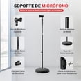 thumbnail image 2 of Soporte Ajustable para Micrófono con Base Pesada Compacta Pyle, Altura Ajustable de 85cm a 153cm, Diseño de Pie, Clip de Ángulo Pivote para Cantar y Grabar (Par), 2 of 7
