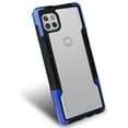 thumbnail image 2 of Nakedcellphone Acrylic Hybrid Series Compatible with Motorola One 5G Ace Case - [Black/Blue] Clear Back Panel, TPU Rubber Trim, Anti-Shock Phone Cover for XT2113, 2 of 7