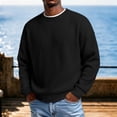 thumbnail image 4 of Mens Sweaters Crew Neck Long Sleeve Solid Color Fashion Loose Thicken Fall Pullover Sweater Black XXXL, 4 of 7