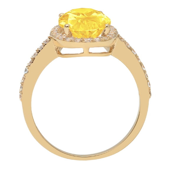 2.27 ct Oval Cut Natural Citrine Solitaire with Accents Engagement Ring for Women in 18K Yellow Gold