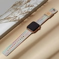 thumbnail image 3 of Recoppa Fabric Cloth Bands Compatible with Apple Watch 44mm 42mm 40mm 38mm, Canvas Strap with Soft Genuine Leather Lining and Snap Button for Apple iwatch Series 7/6/5/4/3/2/1 SE, Rainbow, 3 of 7