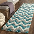 thumbnail image 4 of SAFAVIEH Willis Zigzag Stripes Kids Shag Area Rug, Ivory/Blue, 6'7" x 6'7" Round, 4 of 5