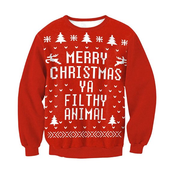 Unisex Ugly Christmas Sweater Xmas Jumper Tops 3D Alien Printed Funny Holiday Party Crewneck Sweatshirt Pullover Festive Clothes
