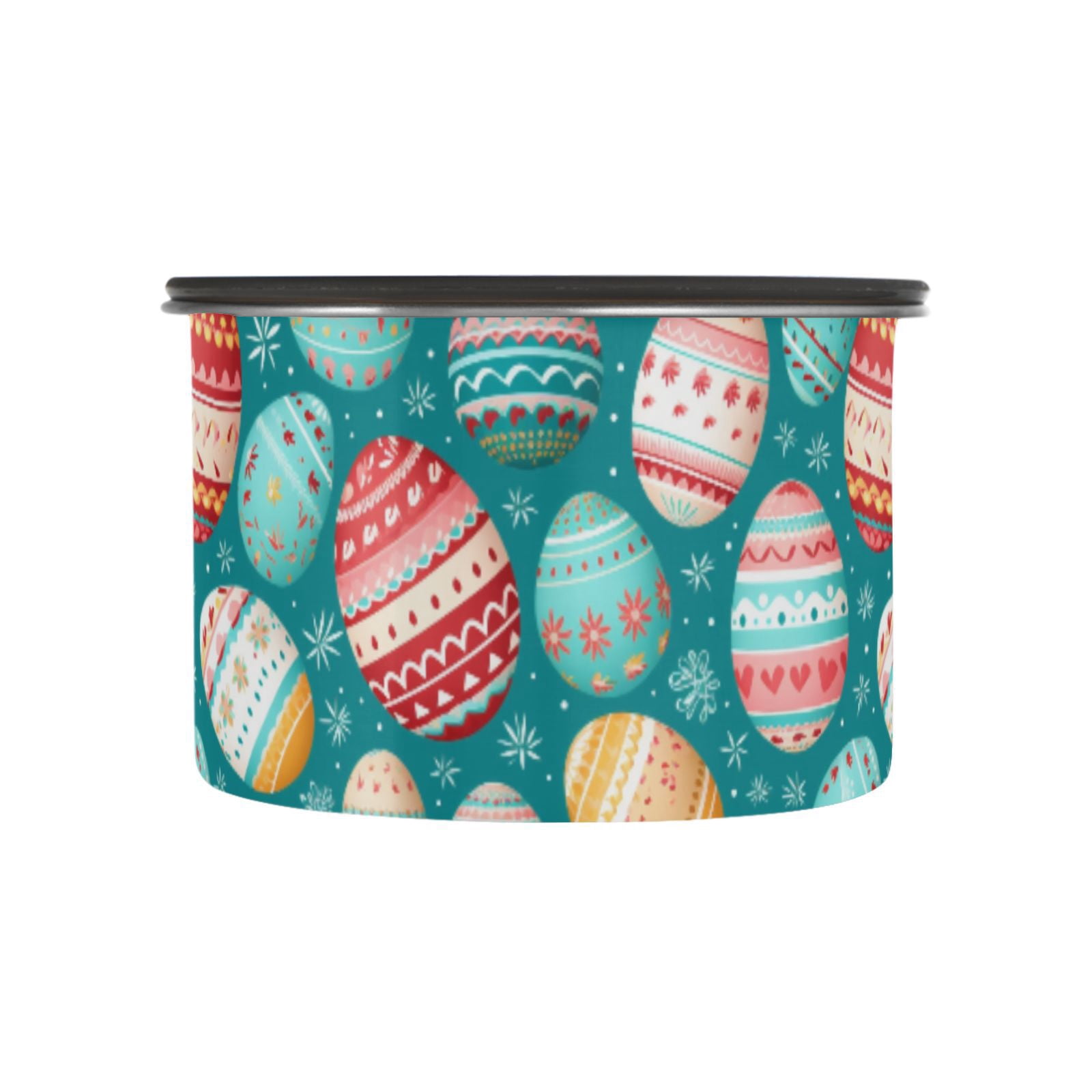 Easter Eggs Ethnic Airtight Coffee Bean Canister 30oz Food Storage Containers with Lids For Gournd, Tea, Sugar, Flour, Rice, Cereal, Candy Cookie Jar