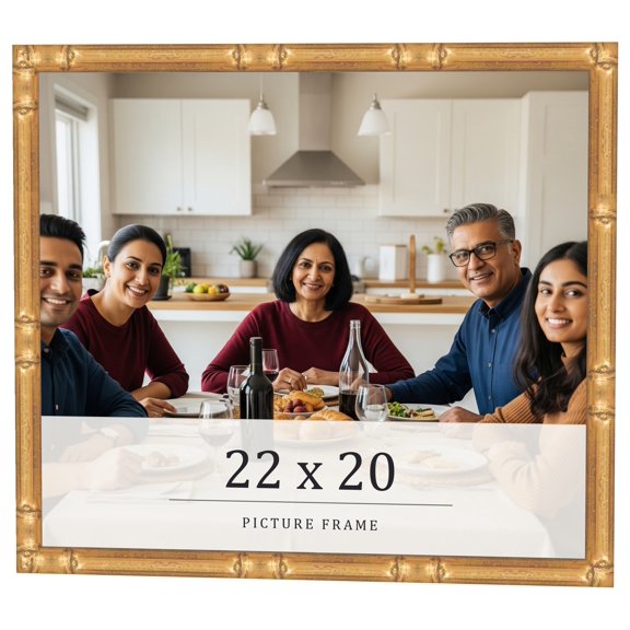 22x20 Frame Gold Bamboo Solid Wood Picture Frame | 0.75 Inch Moulding Width | Interior Frame Depth
