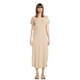 thumbnail image 2 of Time and Tru Women's V-Neck Knit Maxi Dress with Short Sleeves, Sizes XS-XXXL, 2 of 5