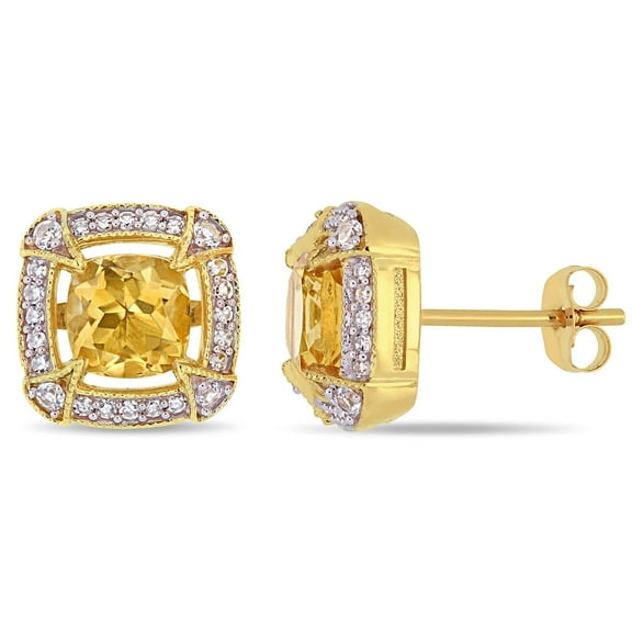 Everly Women's Citrine and Sapphire 10k Yellow Gold Earrings