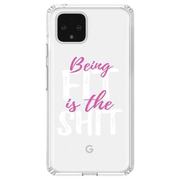 DistinctInk Clear Shockproof Hybrid Case for Google Pixel 4 (6.1" Screen) - TPU Bumper Acrylic Back Tempered Glass Screen Protector - Being Fit is the $hit