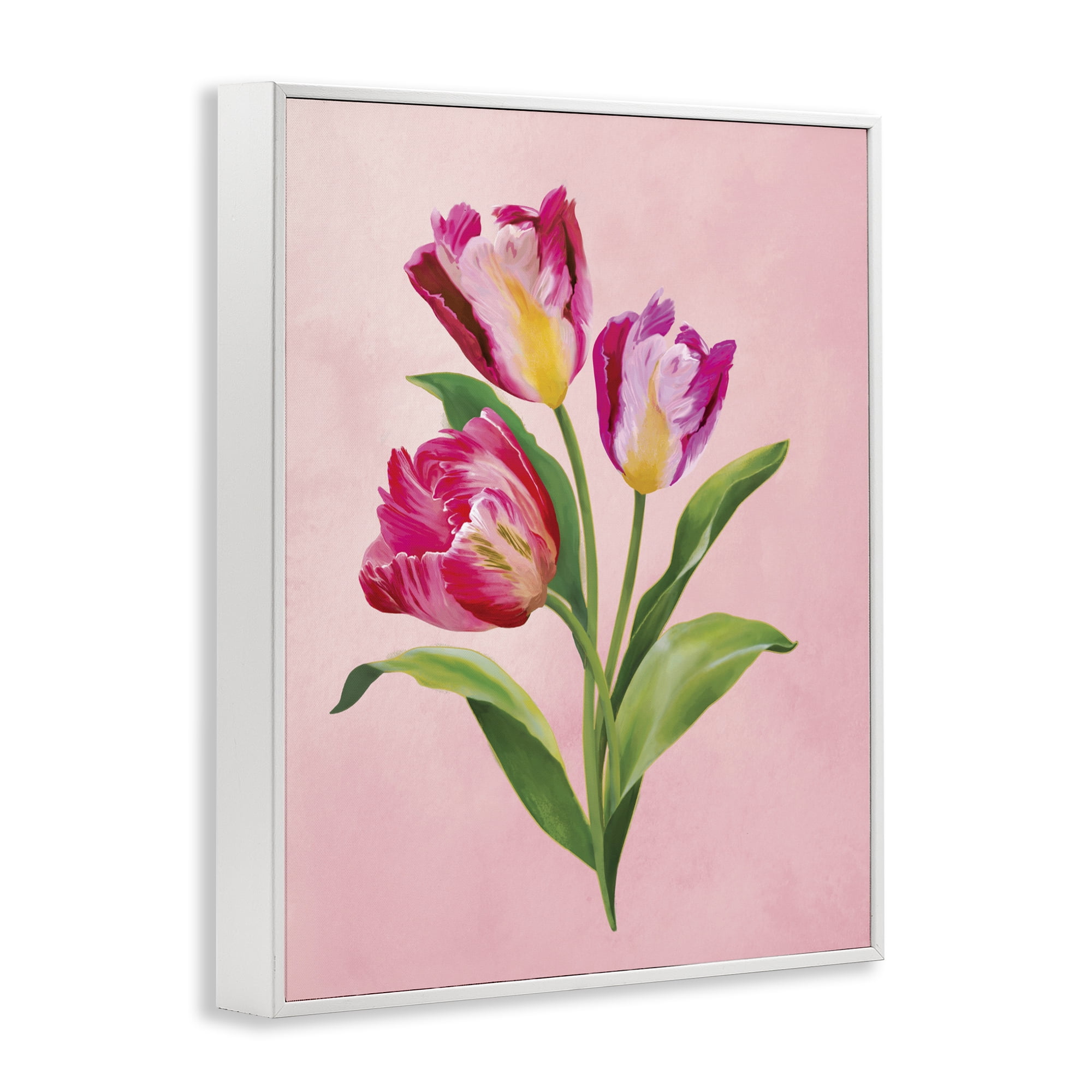 Stupell Industries Vibrant Magenta Tulips White Framed Giclee Art, design by Diane Neukirch