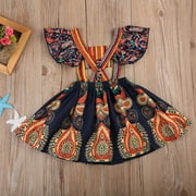 Beautiful Boho Dress Baby Girls Toddler Kids Clothes Sleeveless Boho Flower Dress Party Dresses 1-6Y