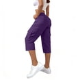 thumbnail image 5 of Sokhug Cargo Capri Pants for Women Semi Elastic Waist Slim Fit with Side Flap Pockets Outdoor Cropped Pants, 5 of 8