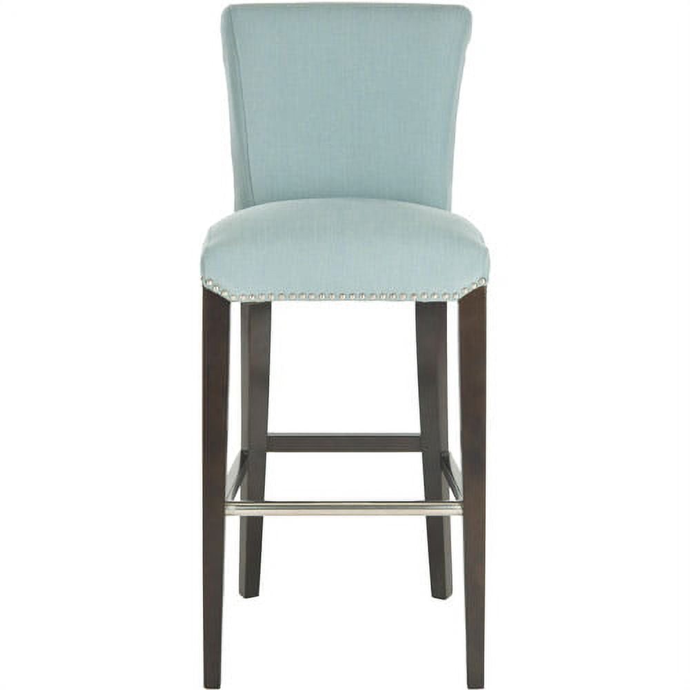 SAFAVIEH Seth Transitional Glam Bar Stool with Footrest, Sky Blue