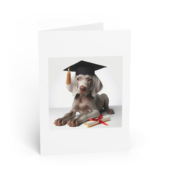 DistinctInk Greeting Card / Note Card - Weimaraner Puppy Graduation - PACK of 10