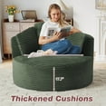 thumbnail image 4 of Muumblus 48.8" Oversized Accent Barrel Chair, Fluffy Round Lazy Sofa Chair for Adults, No Assembly Required, Green Corduroy, 4 of 10
