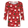 thumbnail image 3 of Hvot&aat Ladies' Christmas Printed Loose Casual Round Neck With Three Quarter Sleeves And 3/4 Sleeves T-shirt Pullover Top, 3 of 3