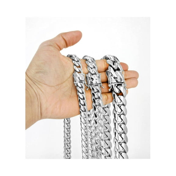 Heavy Solid White Gold Miami Cuban Link Chain Customizable (10MM-20MM)