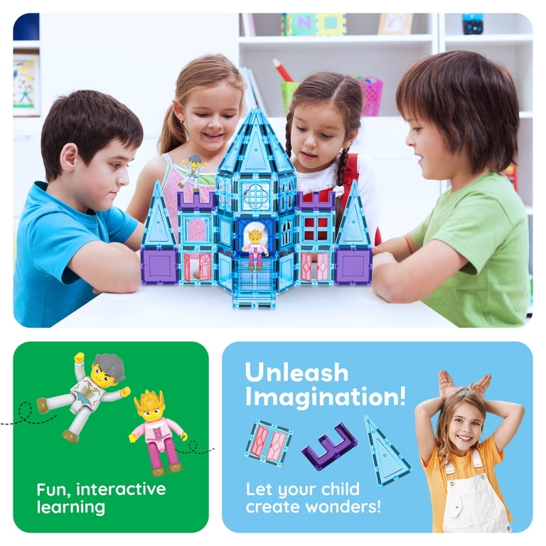 PICASSO TILES 72pc Magnetic Tiles, Ice Castle Theme, STEM
