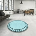 thumbnail image 4 of Ahgly Company Tapis Rond Lavable en Machine Intérieur Transitionnel Bleu Électrique, 5 Pieds Rond, 4 of 7