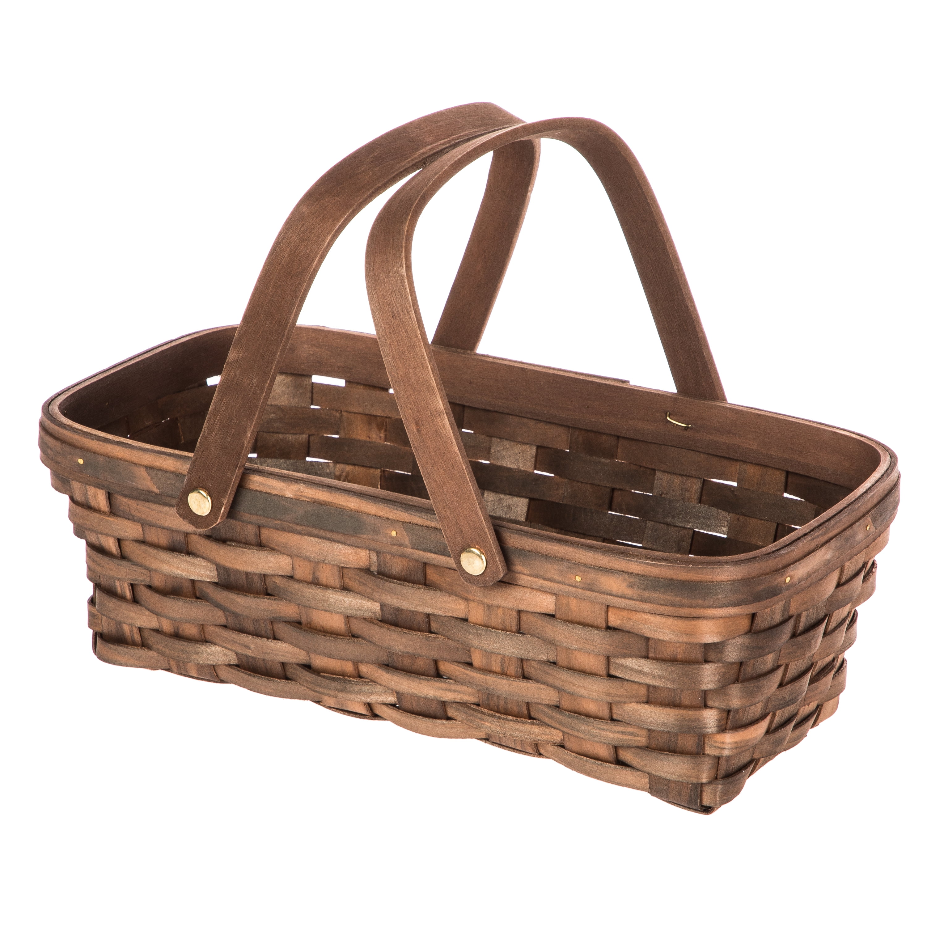 Mainstays Woodchip Storage Basket with Handles, Dark Brown, 6.5"W x 12"L x 3.94"H