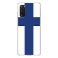 thumbnail image 1 of DistinctInk Clear Shockproof Hybrid Case for Galaxy S20 / S20 5G (6.2" Screen) - TPU Bumper, Acrylic Back, Tempered Glass Screen Protector - Finland Flag - Finland, 1 of 2