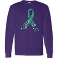 thumbnail image 3 of Inktastic Ovarian Cancer Awareness Teal Ribbon Made of Hearts Long Sleeve T-Shirt, 3 of 5