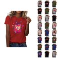 thumbnail image 1 of T-shirt Femme Saint-Valentin 2026 Mode Manches Courtes Col Rond Cœur Graphique, 1 of 4