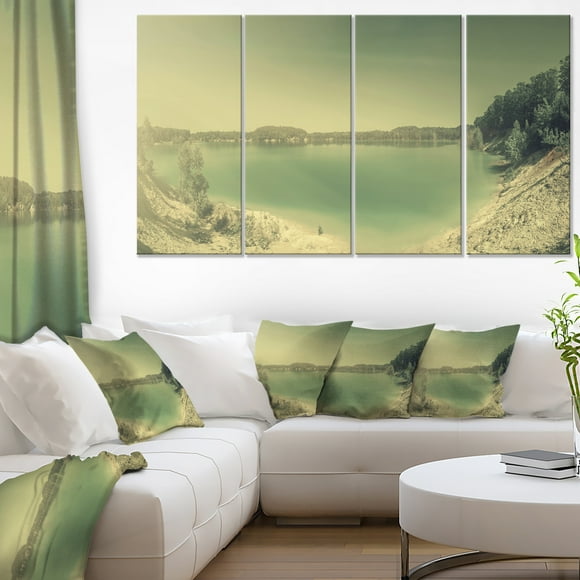 Blurred Sea with Mountain Views - Modern Seascape Canvas Artwork