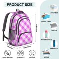 thumbnail image 5 of Purple and White Checkered Pattern Backpack for School, Cute School Bag with Adjustable Shoulder Straps and Padded Back, 16.9"x12.6"x5.9", 5 of 5
