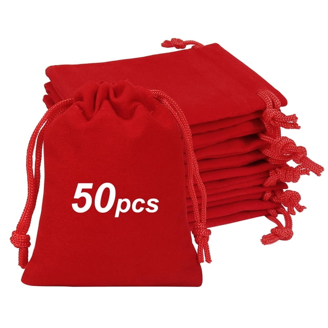 Bolsas de regalo Shintop 50 unidades con cordón de terciopelo rojo de 8 x 10 cm